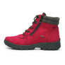 Red boot with laces and zipper