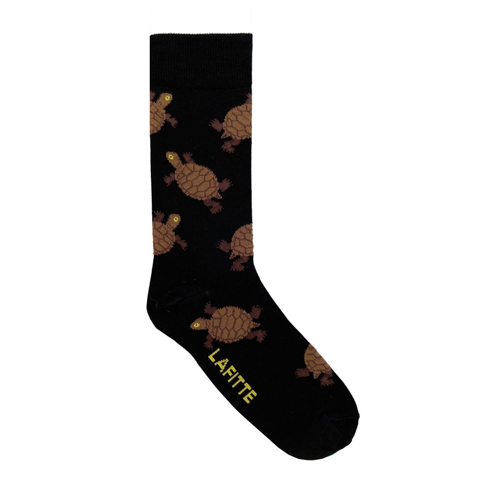 Lafitte Bamboo Turtle Endangered Animals Black Socks Happy Fit
