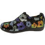 Black shoe with sequins in a flower pattern