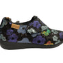 Black shoe with sequins in a floral pattern