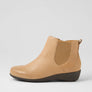 Tan ankle boot with brown sole