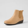 Tan ankle boot with a brown sole