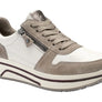 Gray and white sneaker