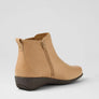Tan ankle boot with a brown sole