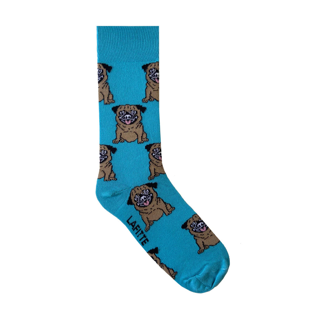 Lafitte Socks Pugs Light Aqua Happy Fit Footwear 1 Shoe Store in