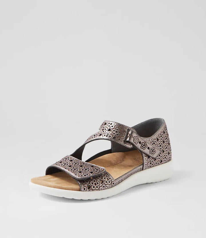 Ziera Bizza XW Pewter Leather Sandals