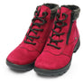Red boots with laces and zipper