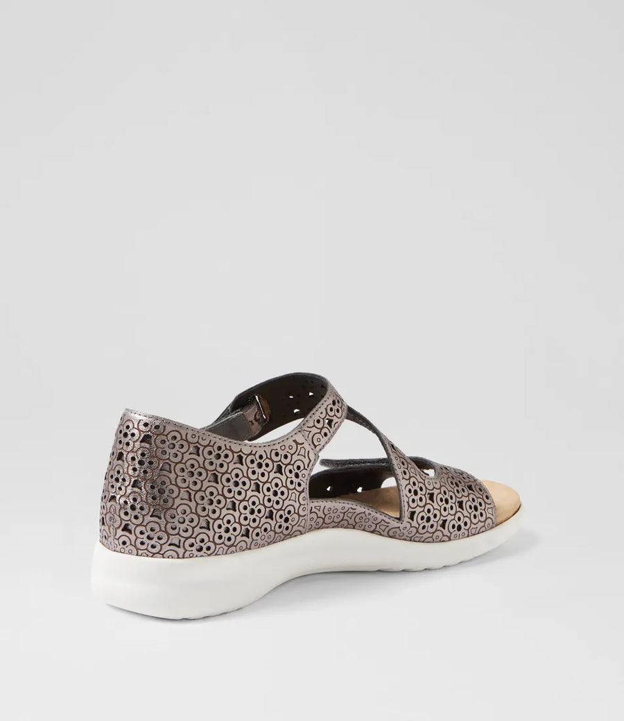 Ziera Bizza XW Pewter Leather Sandals