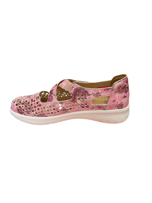 Ziera Sachet XF Pink Print Leather Flat Shoes
