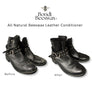 Pair of black leather boots before and after using Bondi Beeswax All Natural Beeswax Leather Conditioner.