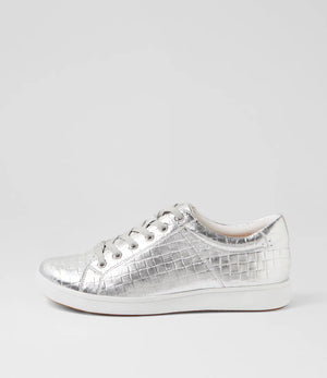 Ziera Delilah Xf Silver Weave Print Leather Sneakers