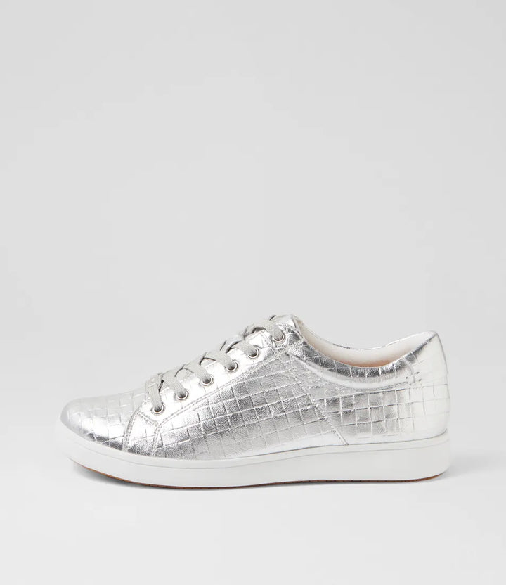 Ziera Delilah Xf Silver Weave Print Leather Sneakers