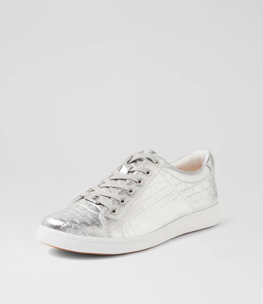 Ziera Delilah Xf Silver Weave Print Leather Sneakers