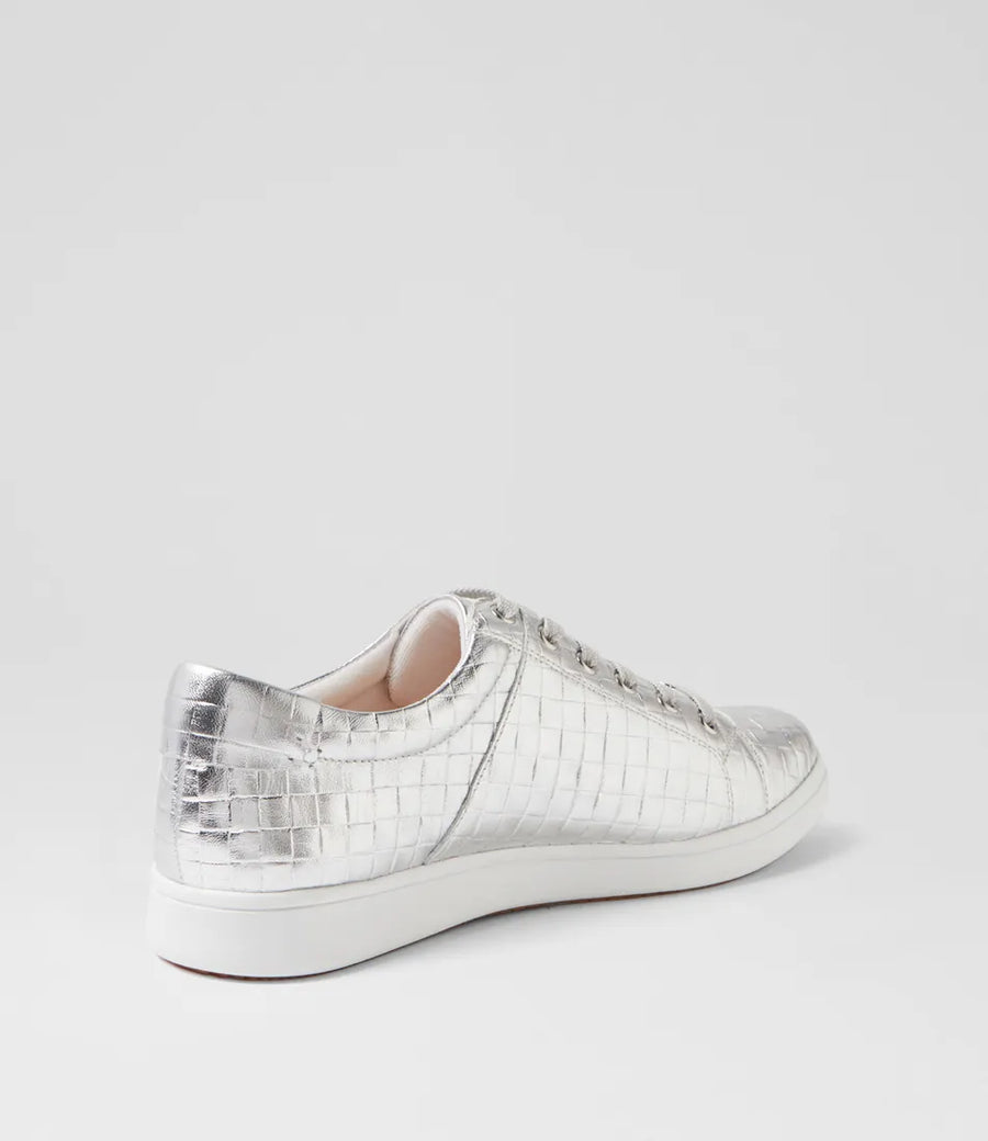 Ziera Delilah Xf Silver Weave Print Leather Sneakers