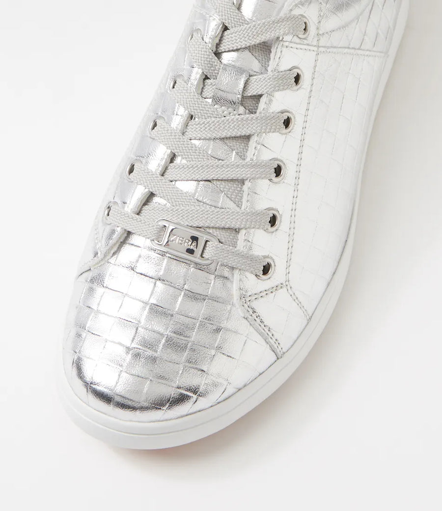 Ziera Delilah Xf Silver Weave Print Leather Sneakers