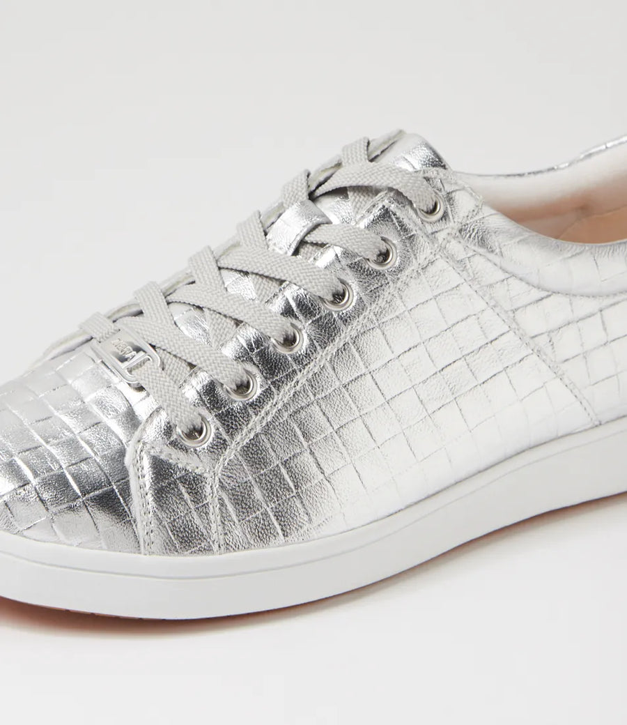 Ziera Delilah Xf Silver Weave Print Leather Sneakers