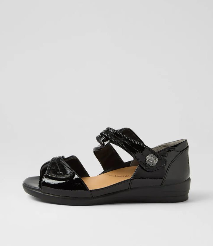 Ziera Doxie W Black Wrinkle Patent Sandals