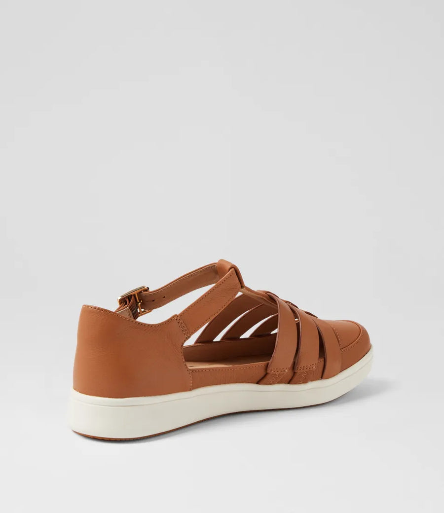 Ziera Dianey XF Dark Tan White Leather Flat Shoes
