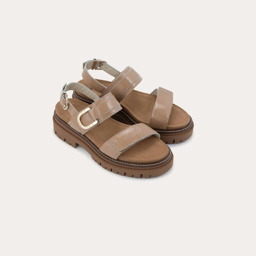 Naot Trinity Camel Crinkle Patent