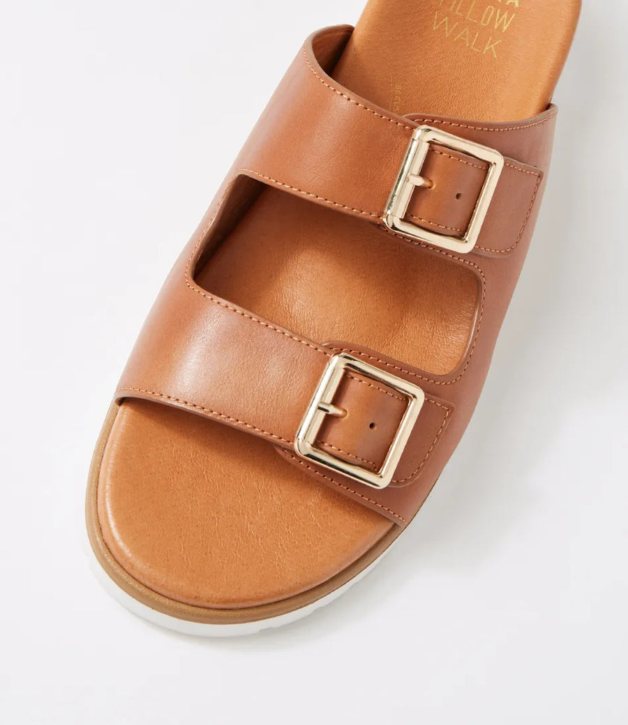 Ziera Vadore W Tan White Leather Sandals