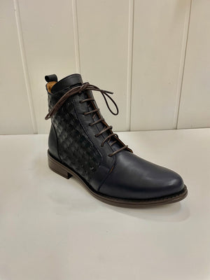 Tesselli Odessa Lace up Ankle Boot Navy