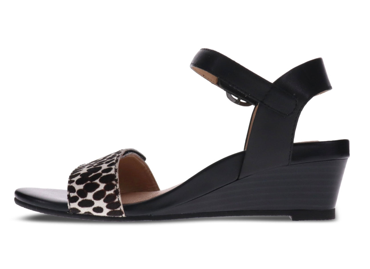 Nelly Ankle Strap Wedge Sandal Mia Vita Nelly Black Ocelot