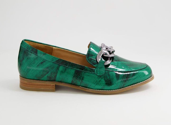 Ziera Tamest Xf Emerald Patent Croc Flat Shoes